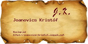Joanovics Kristóf névjegykártya