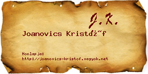 Joanovics Kristóf névjegykártya